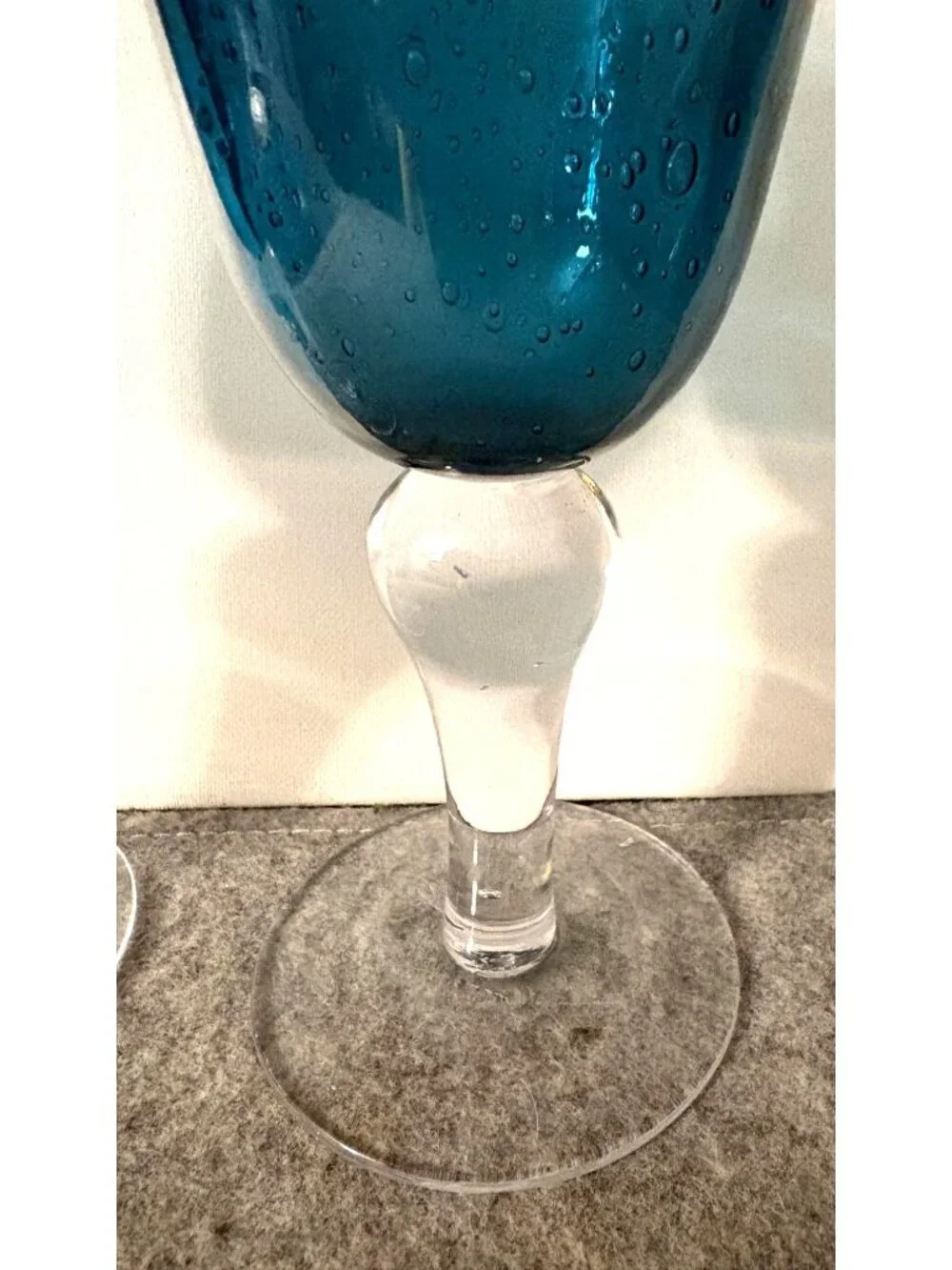 2 Handblown Seeded Glass Artland Blue Iris 8